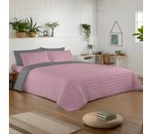 NATURALS - Colcha Bouti Reversible Bicolor - Microfibra Extrasuave - Relleno 100 Gramos (Cama 90/105 - 135/150 - 180) - Cubrecama Acolchado a Líneas - Ideal Primavera y Verano - Fabricado en España