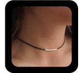 Gargante de Cuero Vintage Collar de Gargante de Barra de Plata Collar Corto de Cuero Negro Collar Boho Joyas para Mujeres y Niños (Plata)