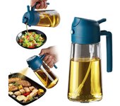 Pulverizador Aceite Spray 470ml - 2 en 1 Spray Aceite Cocina, Dispensadora para Freidora de Aire, Ensaladas, Vinagre y Accesorios Cocina - Negro y Marino