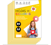 M-Office Folios De Colores A4 80g Para Impresoras y Manualidades, Papel Surtido Para Niños, Paquete Folios Colores Para Tarjetas, Escuela y Proyectos Creativos m-office (250h, Crema)