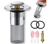 Filtro de drenaje Timnamy, colador de drenaje de fregadero emergente Kouglh, drenaje de fregadero Timnamy, drenaje de piso universal multiusos extraíble de acero inoxidable para baño, fregadero (1)