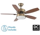 Ventilador 30W DC BRAW CUERO 5 ASPAS NOGAL/ROBLE