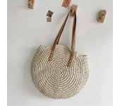 Summer Round Straw Women Vacation Woven Beach Shoulder Bag Large Capacity Hollow Out Simple Tote Bag