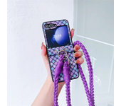 Crossbody Lanyard Colorful Woven Phone Case for Samsung Galaxy Z Flip 6 5 4 3 Flip5 Flip4 Flip3 5G Protective Shockproof Cover