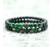 2pcs/Set Natural Stone Bracelets Men 100% Tiger Eye Beaded Braslet Match Disco Ball Black Zirconia Braclet Hematite Pulsera Gift