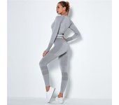 Yoga Set 2 Pcs Gym Suit Long Sleeve T-Shirt High Waist Leggings Push Up Sports Suit