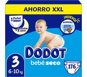 Dodot Bebé Seco - Pañales Talla 3 (6-10kg) - Pack con 176 Pañales