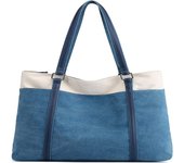 Bolso de mano de Lona para Mujer elegant Oficina Escuela trabajo Azul