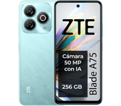 ZTE Blade A75, 4GB/256GB Libre, Pantalla HD+ de 6,6", 90Hz, Cámara Trasera 50MP con IA, Cámara Frontal 8MP, Batería 5000mAh, Carga Rápida 22,5W, Dual SIM, Android 13, Unisoc T606, Smartphone Negro, Incluye Protector de Pantalla, Cargador 22,5W, Cable USB
