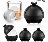 Cubiteras para Hielo 4 Piezas, Hielo Moldes de Silicona con Tapa Embudo, Cubiteras para Hielo Grande XXL Fácil Extracción Apilables, Molde Hielo Redondo Sin BPA para Cócteles, Whisky, Vino, Coffee