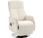 HOMCOM Sillón Relax de Masaje Eléctrico con Reposapiés Sillón Giratorio Reclinable hasta 135° con Control Remoto 10 Zonas de Masaje y Bolsillo Lateral 68,5x84x110 cm Crema