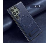 Luxury Wireless Charging Leather Phone Case For Magsafe Samsung Galaxy S24 Ultra S23 Plus S22 Magnetic Back Cover Holder Stand