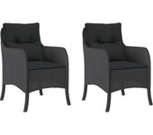 vidaXL Sillones de jardín con cojines 2 uds ratán sintético negro