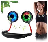 Mini ventilador portátil, mini ventilador de mano recargable por USB, ventilador deportivo, ventilador de cuello personal, 3 velocidades y rotación de 360 grados (negro)