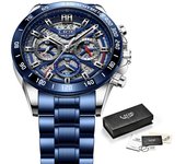 LIGE Fashion Men's Watches Top Brand Luxury Stainless Watch for Men Steel Casual Sports Man Chronograph Quartz Relogio Masculino