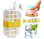 Cubitera - 800 ml/28 oz y 500 ml/17 oz, molde para cubitos de hielo y botella de agua 2 en 1, con prensado sin contacto, vaso para cubitos de hielo con pajita, bandeja para cubitos de hielo a prueba de fugas y sin BPA (verde, 800 ml/28 oz)