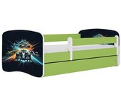 Cama 140 x 70 cm Kocot Kids com gaveta e colchão BabyDreams Race Green
