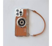Vintage Stereo Camera Hand strap case for Iphone 16pro max 15 14 12 13 11 Pro Max leather case