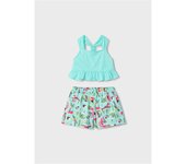 Moda infantil niña MAYORAL 3.215 071 CONJUNTO SHORT PUNTO CREPE AQUA 35454 25V