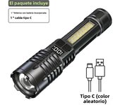 Super Bright Powerful LED Flashlight Rechargeable Led Flashlight With COB Side Light,5 Lighting Modes Torch For Outdoor Camping
