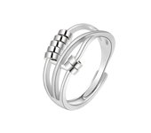 Round Bead Rotating Anxiety Luxury Woman Ring Twisted Fidget Metal Spinner Anxiety Relief Spinning Anti Stress Ring Bague Femme