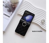Woven Ring Holder Leather Phone Case for Samsung Galaxy Z Flip 6 5 4 3 Flip5 Flip4 Flip3 5G Protective Shockproof Cover