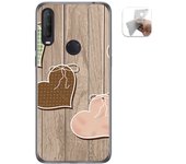 Tumundosmartphone Funda Gel Tpu para Alcatel 1S 2020 / 3L 2020 diseño Corazones Madera Dibujos