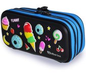 Office Box, Estuche Portatodo, Estuche 3D Magic Doble - Estuche con 2 Grandes Apartados y Cierre de Doble Cremallera de Doble Ancho (Yummy Negro)