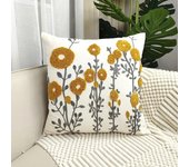 1pc Boho Floral Tufted Decorative Throw Pillow Cover-EmbroideredCotton Cushion Cover for Couch, Sofa, and Bed - Soft and Stylish