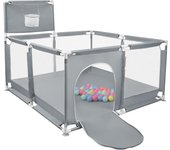 Parque infantil 126*126cm parque barrera con 50 pelotas, canasta de baloncesto, base antideslizante