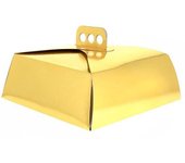 MONOUSO | Caja Cartón Oro Tarta Rectangular 15x22x8cm (50 Uds)