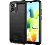 Funda para móvil Xiaomi Redmi A1 / Redmi A2 Carcasa Protectora Antigolpes Silicona Negra Diseño Fibra de Carbono Resistente Absorción de Choque [Compatible Carga Inalámbrica]
