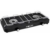 Muvip Cocina de Gas 2 Fuegos con Parrilla Desmontable - Base Antideslizante - Color Negro - Hornillo de gas