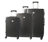 DAM Juego de 3 maletas Trolley, en material ligero ABS de alta resistencia con esquinas reforzadas. Cerradura numérica y 4 ruedas dobles extraíbles y giratorias 360°. 54x32x80Cm