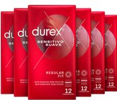 Durex - Condones Sensitivo Suave, Pack de 72 Preservativos para Sexo Seguro. Perímetro Regular, Grosor Fino. 6 Cajitas