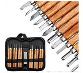 12Pcs Wood Carving Set, Wood Carving Tool with Whetstone and Storage Bag, Whittling Knife for Wood Fruit DIY Carving Sculpture and Wax Carving Spoon B