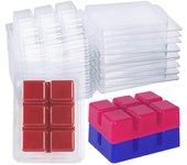 Moldes de concha de fusión de cera, bandeja cuadrada de plástico transparente vacía para velas de tartas de cera, 100 paquetes