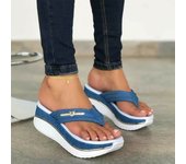 Fashion Large Size Women's Flip-Flops Thick-Soled Wedge-Heeled Flip-Flops Non-Slip Open Toe Outerdoor Summer Beach Shoes Female