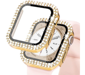 Diamond Cover For Apple watch Case 45mm 41mm 38mm 42mm 44mm 40mm Tempered Glass+Bumper Screen Protector series 9 8 7 6 5 4 3 SE