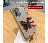 Luxury Glitter Butterfly Holder Phone Case for Vivo V40 Lite V29 V27 V25 23 Pro TPU Plating Shockproof Protector Back Soft Cover