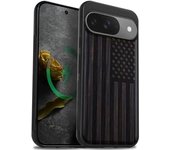 Funda magnética de madera para Google Pixel 9, con grabado artesanal de madera y TPU suave a prueba de golpes, compatible con cargadores inalámbricos MagSafe (grano natural) rosa