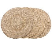 Juego de 4 Platillos Bombay, Yute, Marrón, 38x38x0,5 cm
