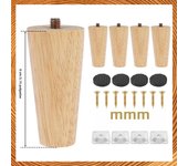 4 Pcs Furniture Legs natural Wooden Solid Furniture Feet Oblique/Straight Table Feet Non-slip Furniture Floor Protector Decorate