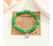 Back To School Teacher's Day Apple Pendant Bracelet Graduation Season Gift, Love Pink Zebra Purple Agate Stone Bracelet