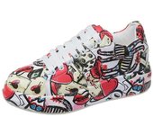 Women's Casual Sneakers New Painted Graffiti Lace Up Sports Shoes for Women Flat Pu Leather Ladies Running Shoes spring autumn