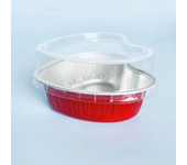 50Pcs 100ml Tin Foil Aluminum Foil Pudding  Cup With Lid Heart-shaped Disposable Mini Mousse Cupcake Containers Baking Mould
