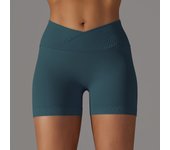 Crossover Waist Women Sport Shorts Yoga Shorts Gym Workout Running High Waist Yoga Shorts Push Up Hip Seamless Fitness Shorts