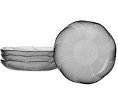 Platos llanos, juego de 4 platos llanos de vidrio de 18 cm, platos de postre transparentes con forma de pétalo, vajilla redonda de cristal sin plomo, platos para ensalada, platos de cocina (18 cm, negro)