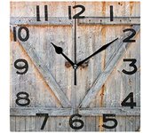 Reloj de pared cuadrado con estampado de puerta de granero de madera con estilo 3D, reloj de escritorio silencioso analógico de cuarzo con pilas de 8 pulgadas para el hogar, la oficina y la escuela