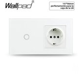 Touch Light Switch With EU Wall Socket Black 1 Gang 1 Way Led Interruptor Crystal Dark Blue Backlight Wallpad Home Improvemet